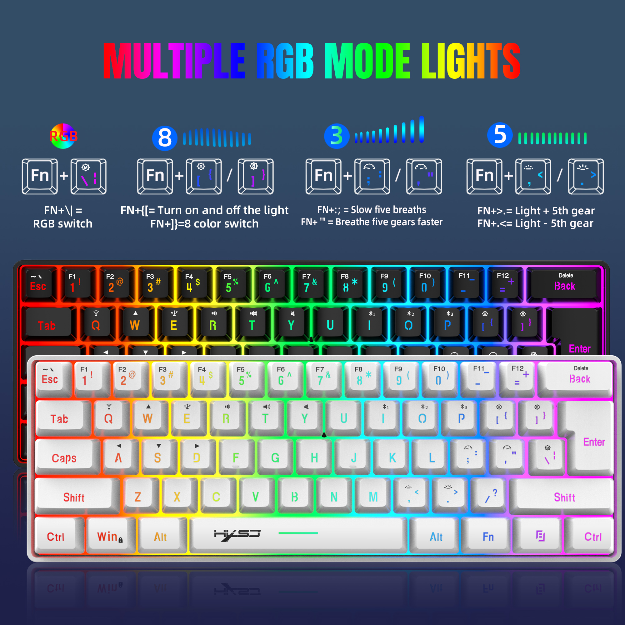 Gaming Keyboard Bundle - HXSJ L500 Tri mode wired wireless