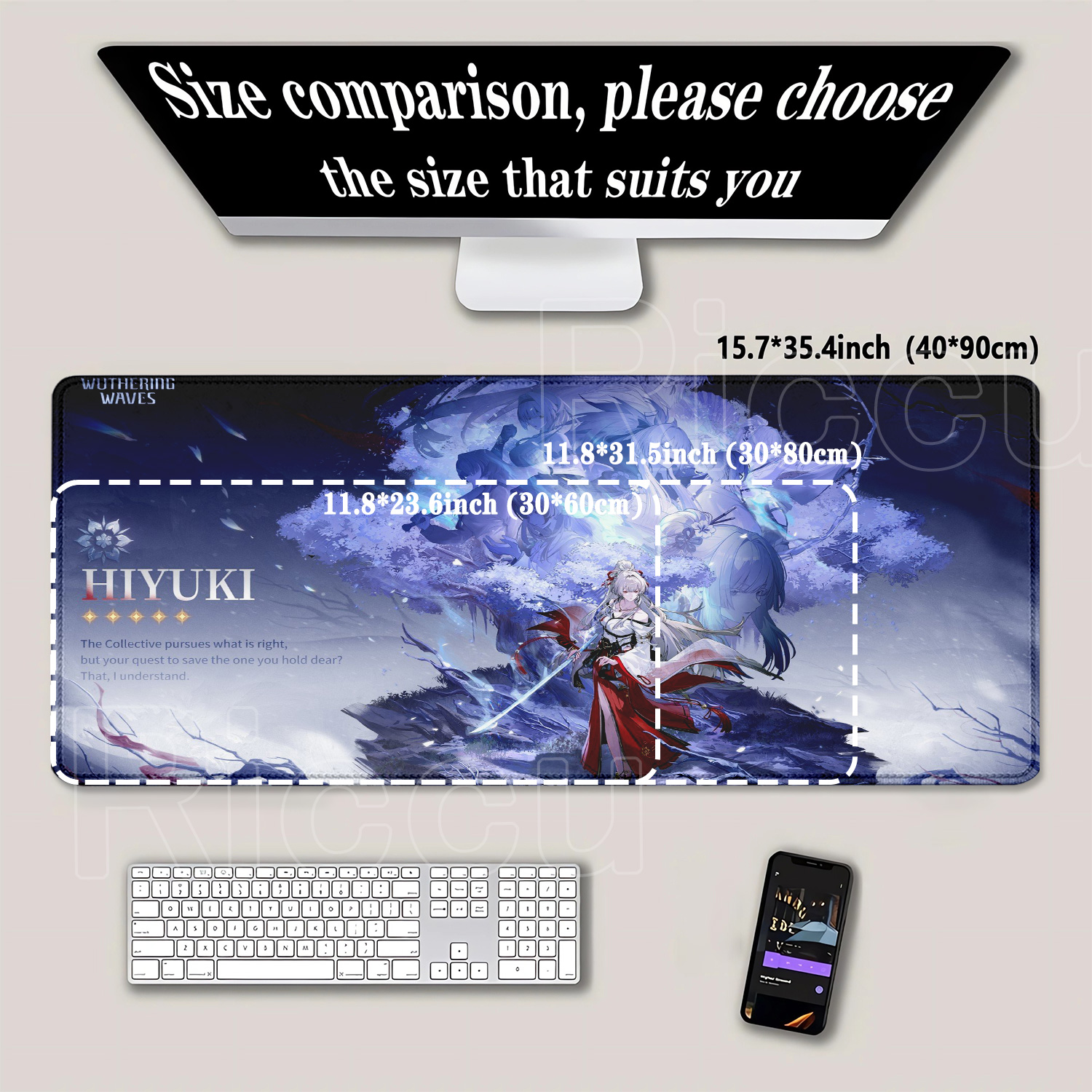 400x900mm Mousepad Hiyuki Wuth - Gaming Keyboard Typewriter 评论和价格