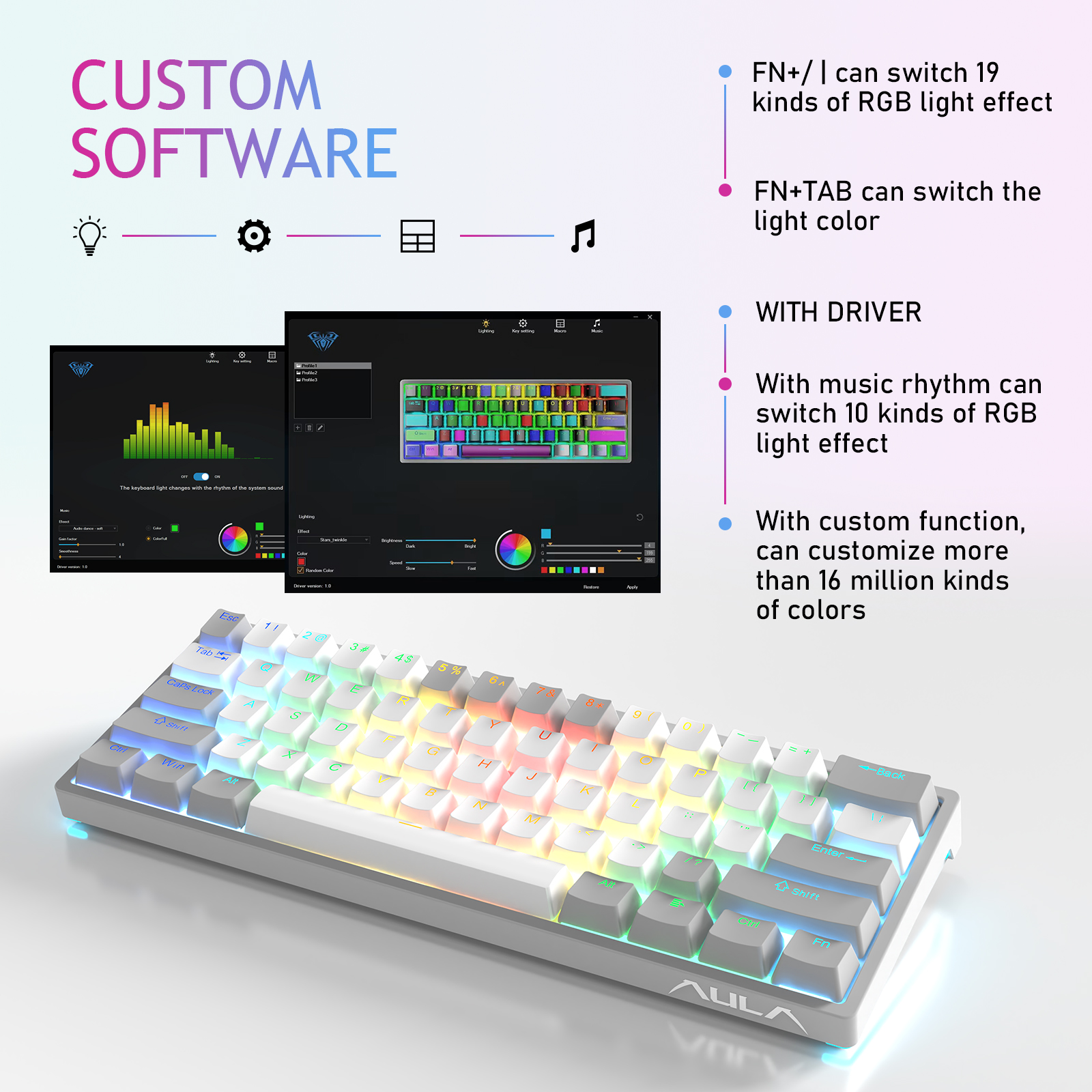 AULA F3261 RGB effect USB Mini - Gaming Keyboard Expensive 评论和价格