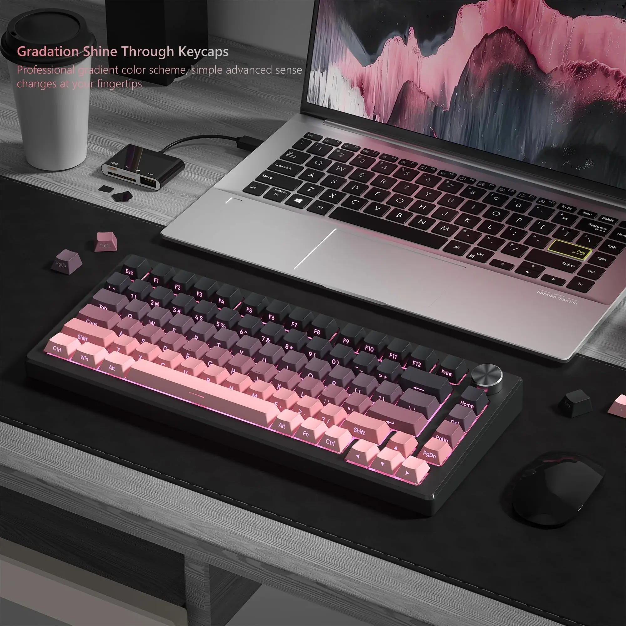 136 Key Black and Pink Print B - Keyboard Gaming Black 评论和价格