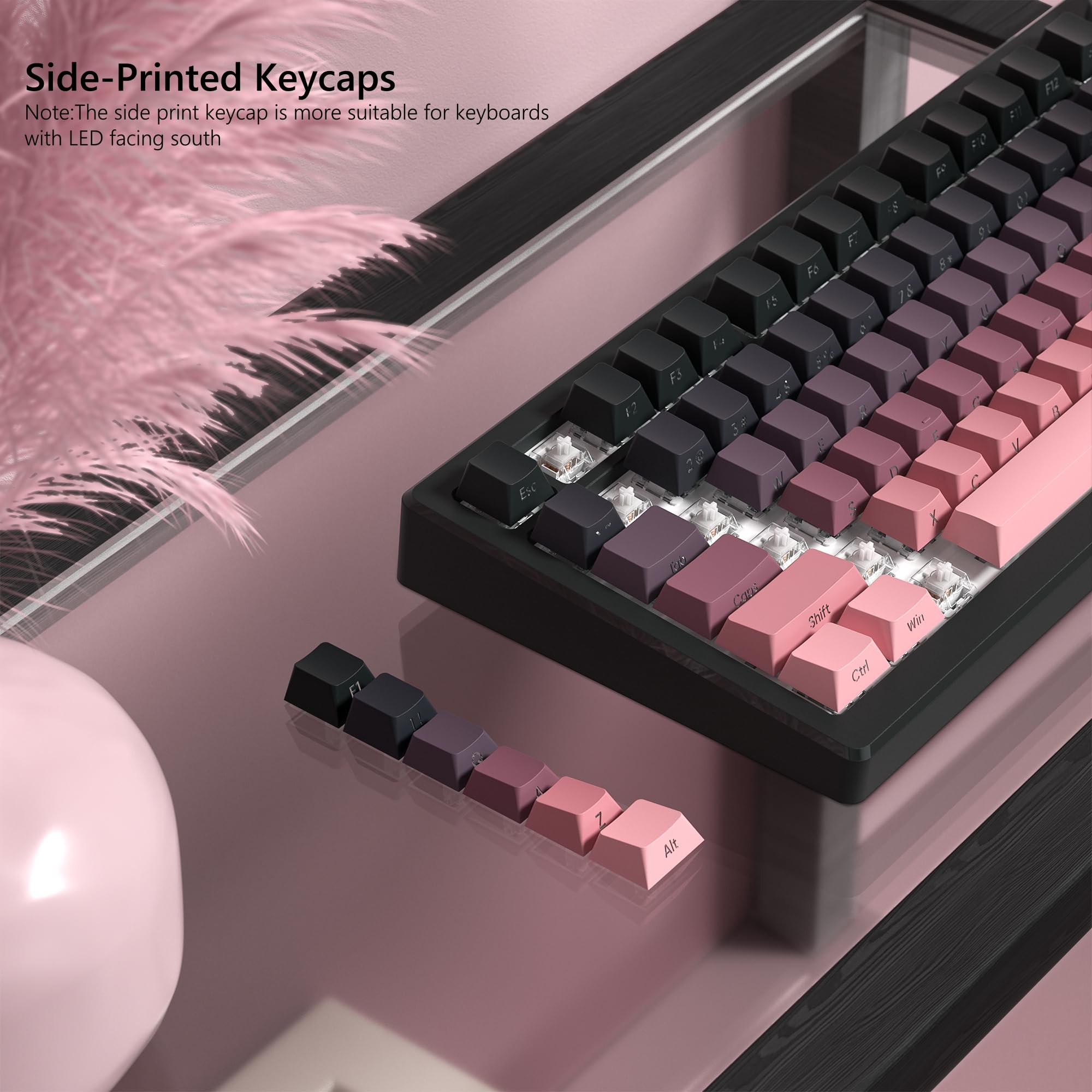 136 Key Black and Pink Print B - Keyboard Gaming Black 评论和价格