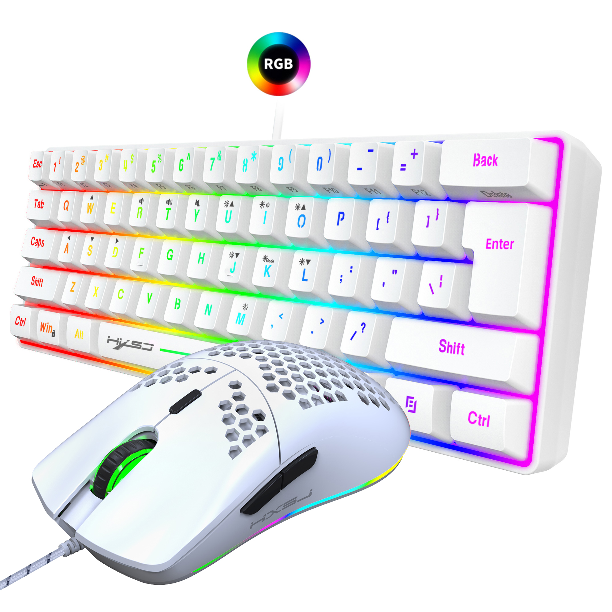 Hot selling HXSJ 61 keys V700  - Gaming Keyboard Mouse Set 评论和价格