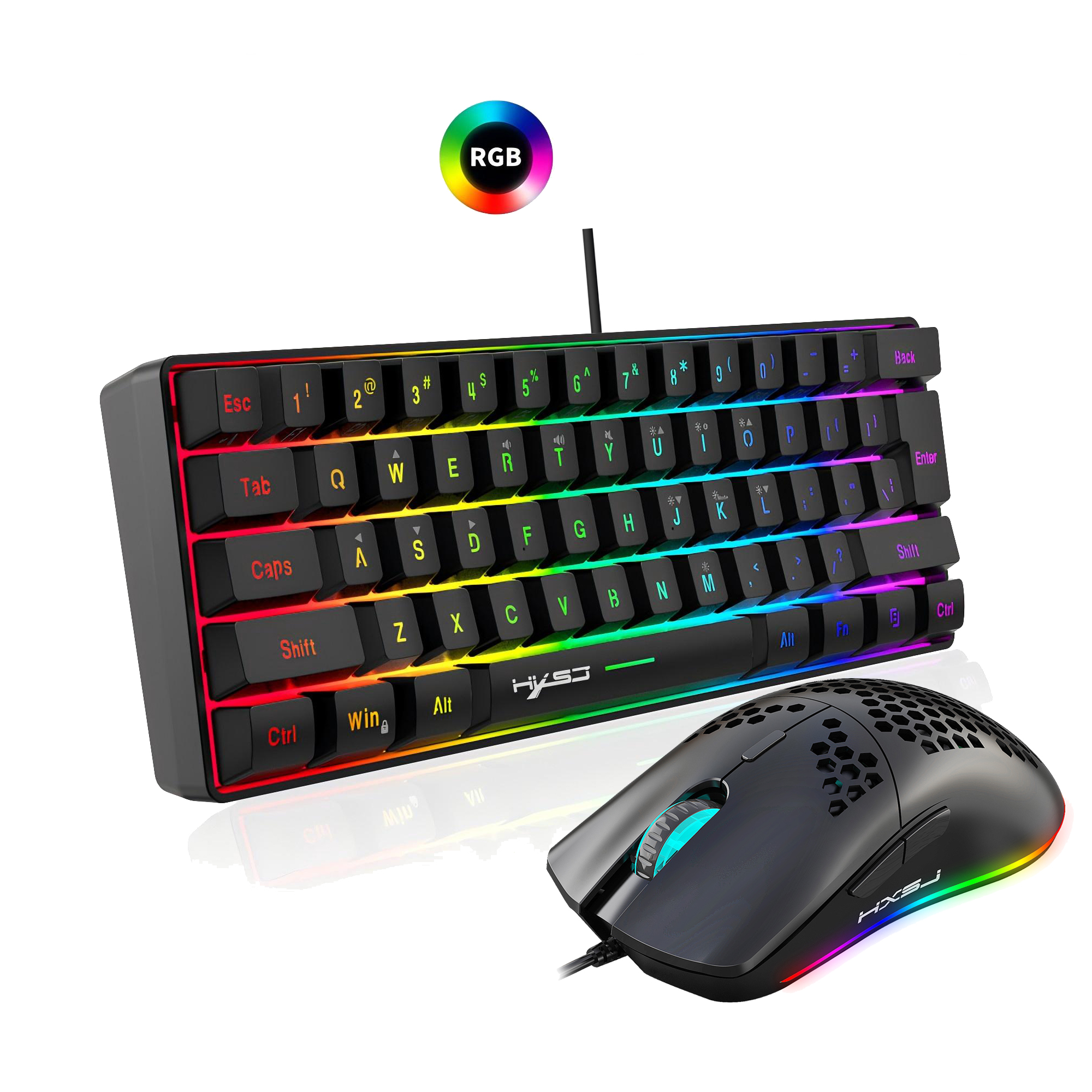 Hot selling HXSJ 61 keys V700  - Gaming Keyboard Mouse Set 评论和价格