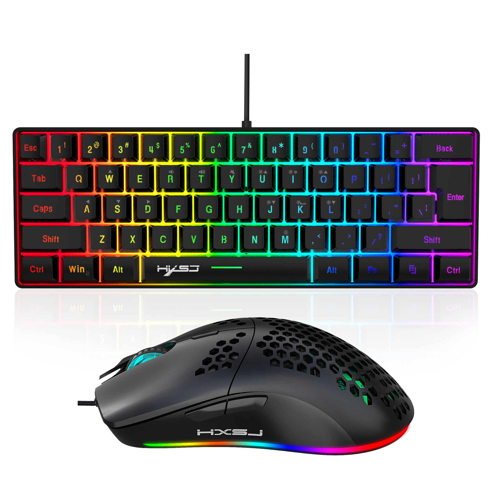 Hot selling HXSJ 61 keys V700  - Gaming Keyboard Mouse Set 评论和价格