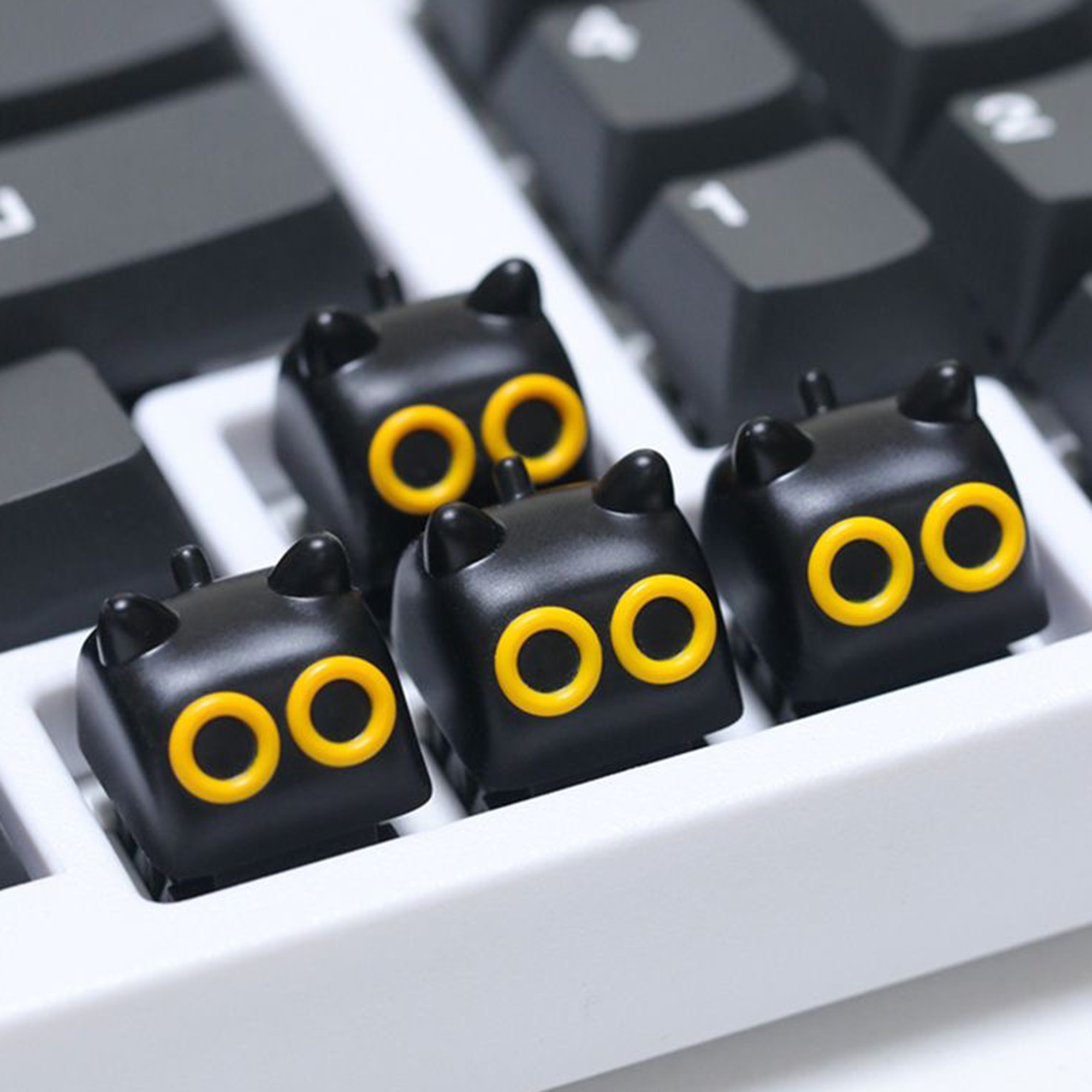 1pcs Cute Cat Cartoon Black Wh - Keyboard Gaming Black 评论和价格