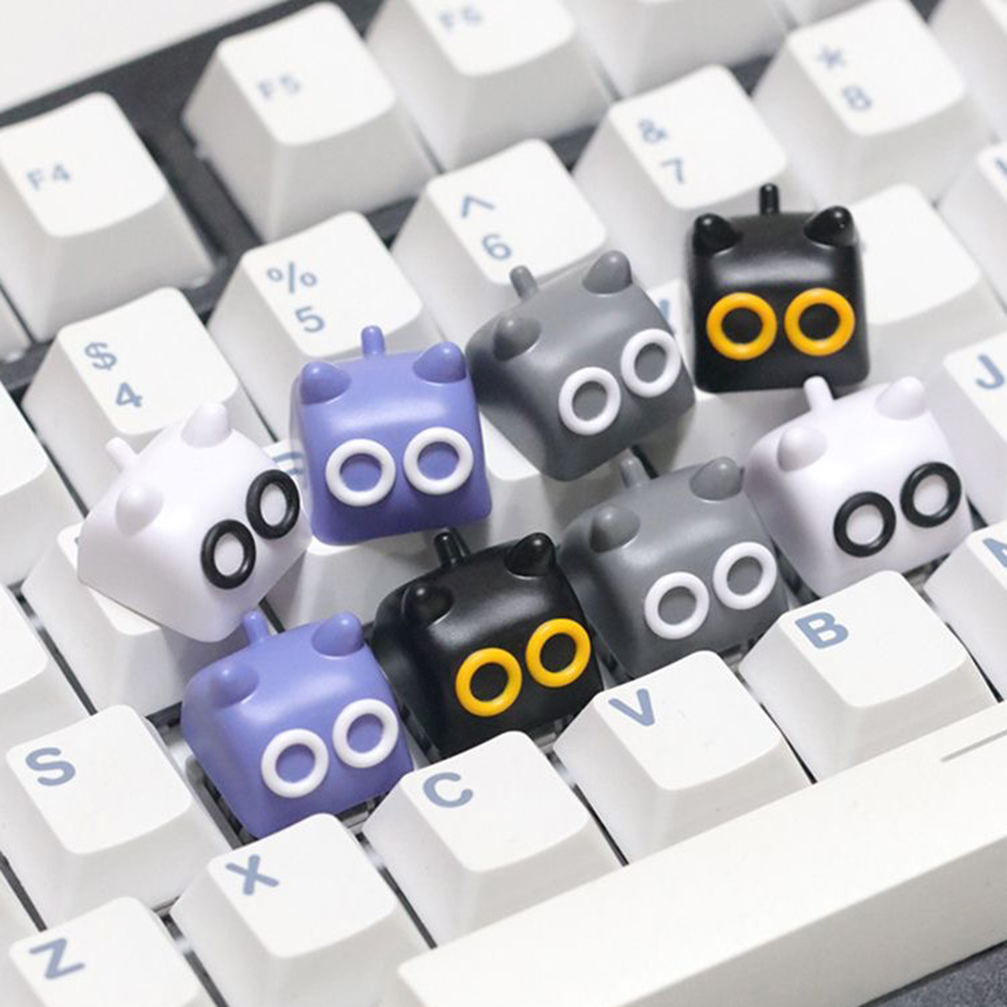 1pcs Cute Cat Cartoon Black Wh - Keyboard Gaming Black 评论和价格