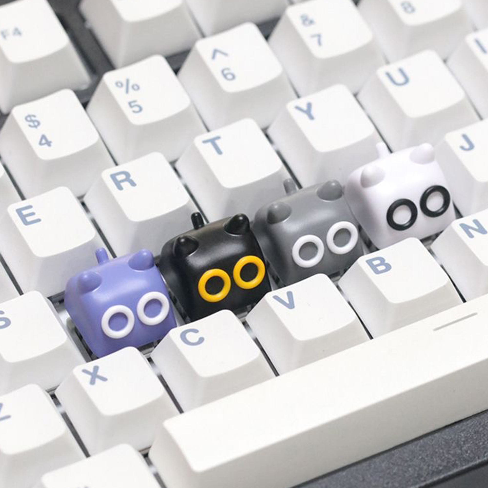 1pcs Cute Cat Cartoon Black Wh - Keyboard Gaming Black 评论和价格