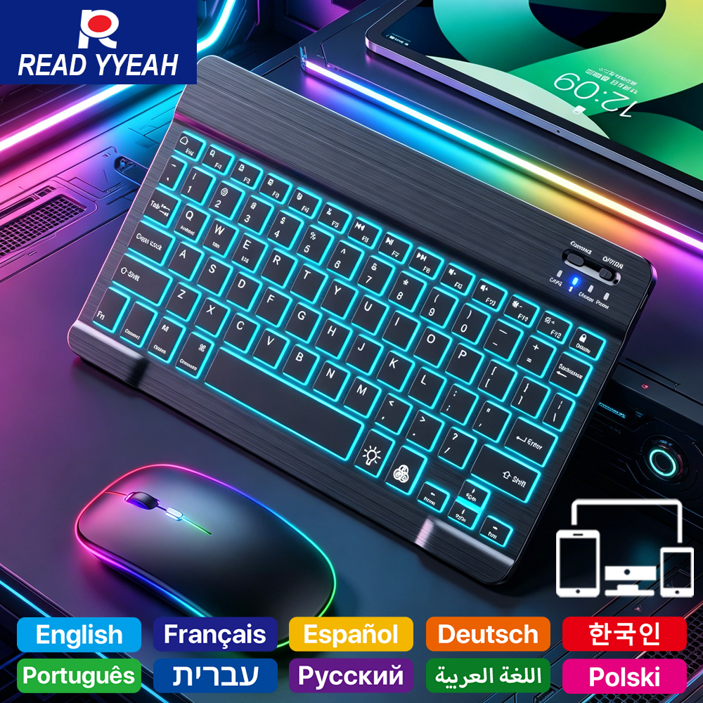 READ YYEAH RGB Backlit Bluetoo - Gaming Keyboard Mouse Set 评论和价格