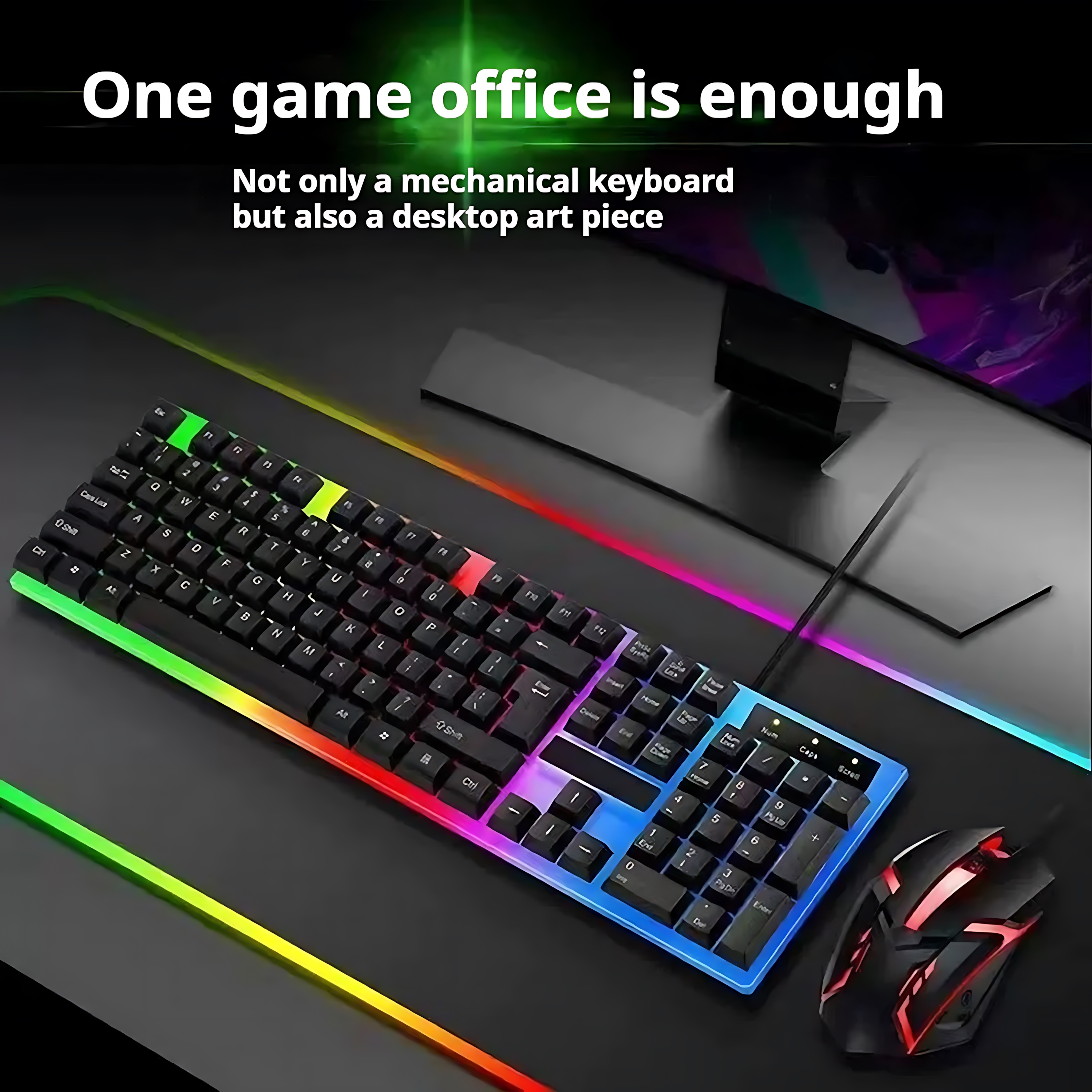 Rainbow Backlit Wired Keyboard - Gaming Keyboard Bundle 评论和价格