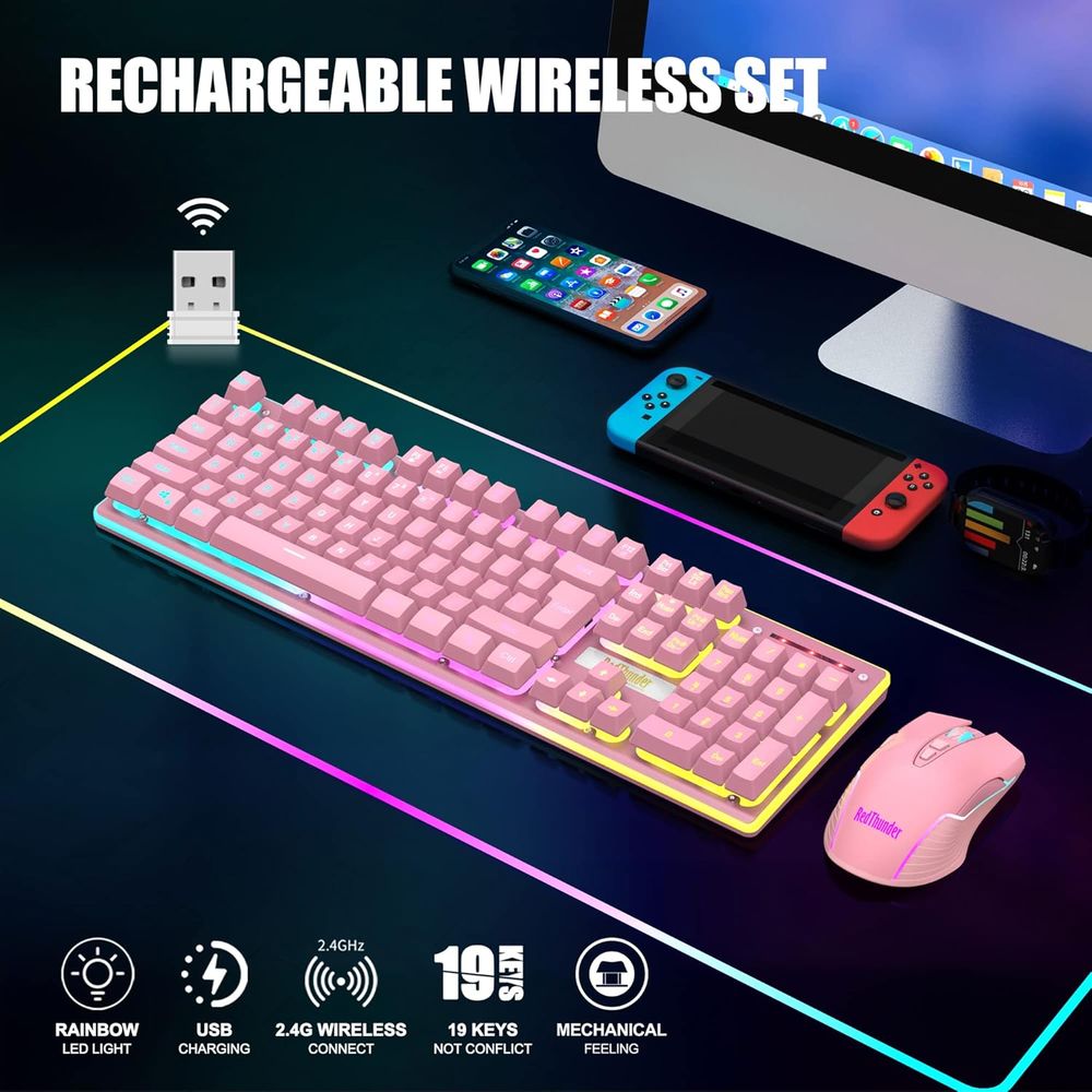 Wireless Gaming Keyboard and M - Gaming Keyboard Mouse Set 评论和价格