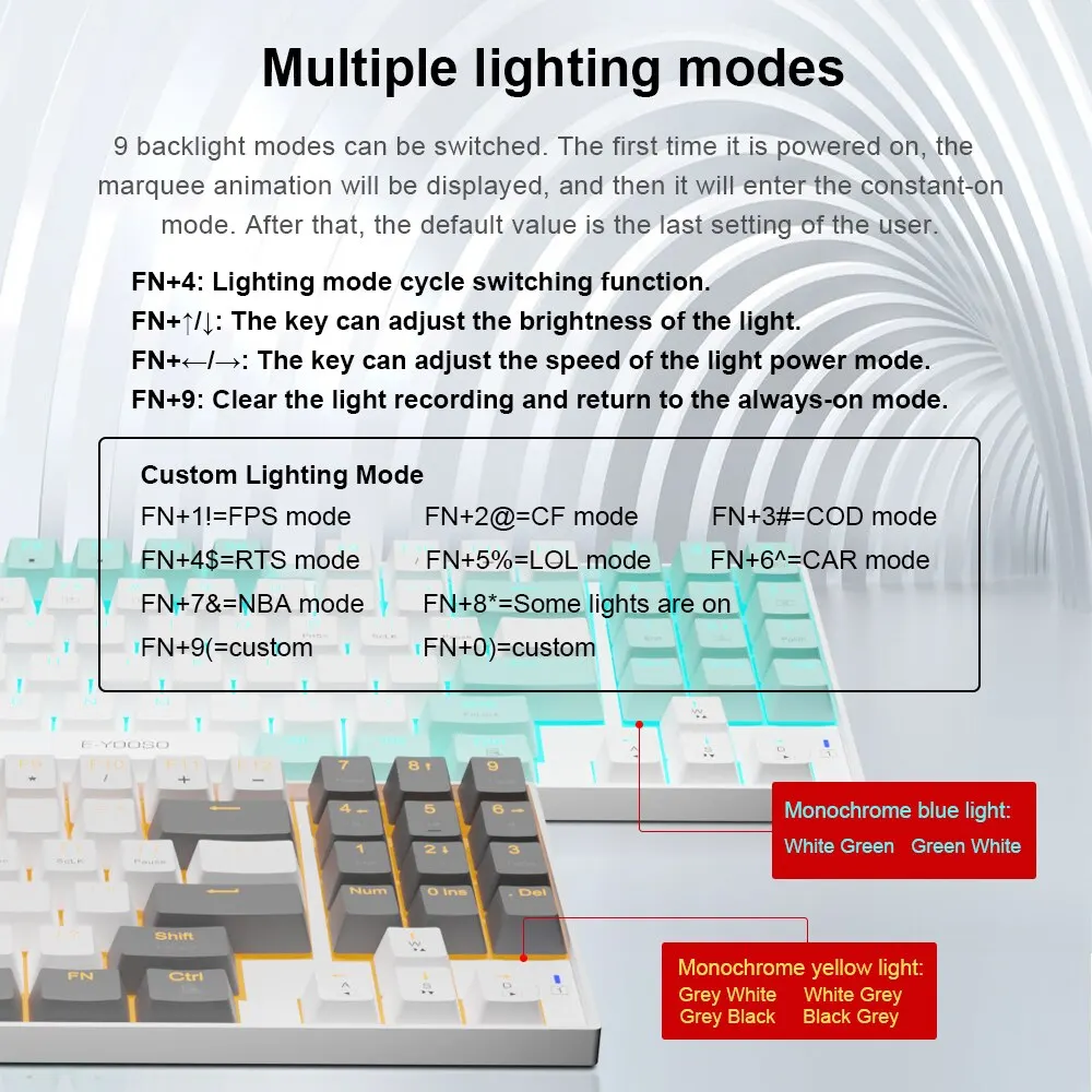 E-YOOSO Z13 USB Mechanical Gam - Gaming Keyboard E Yooso 评论和价格