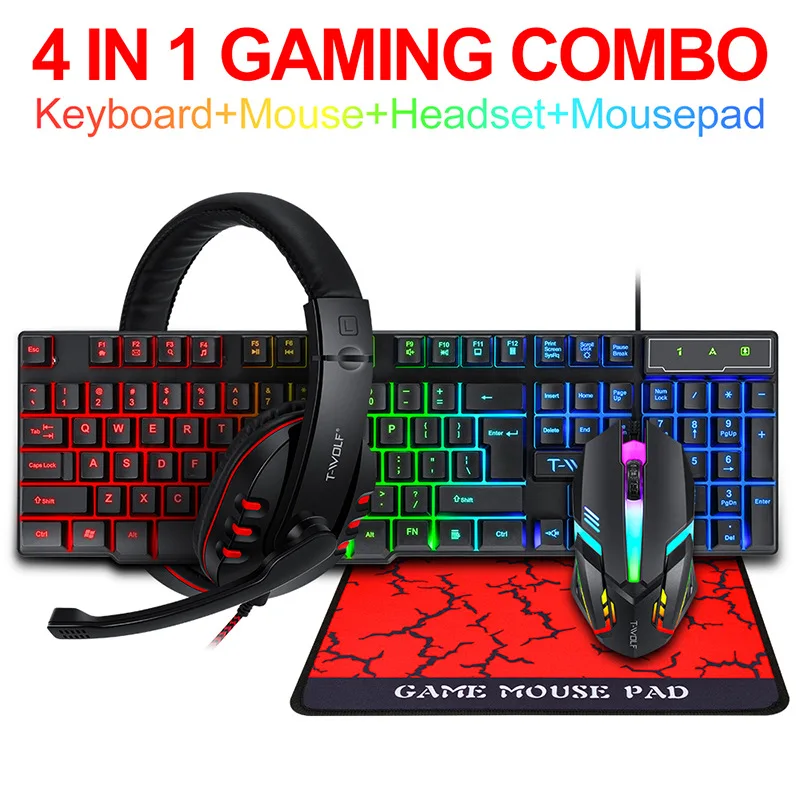T-WOLF Game Four Piece TF800 I - Gaming Keyboard Mouse Set 评论和价格
