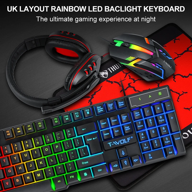 T-WOLF Game Four Piece TF800 I - Gaming Keyboard Mouse Set 评论和价格