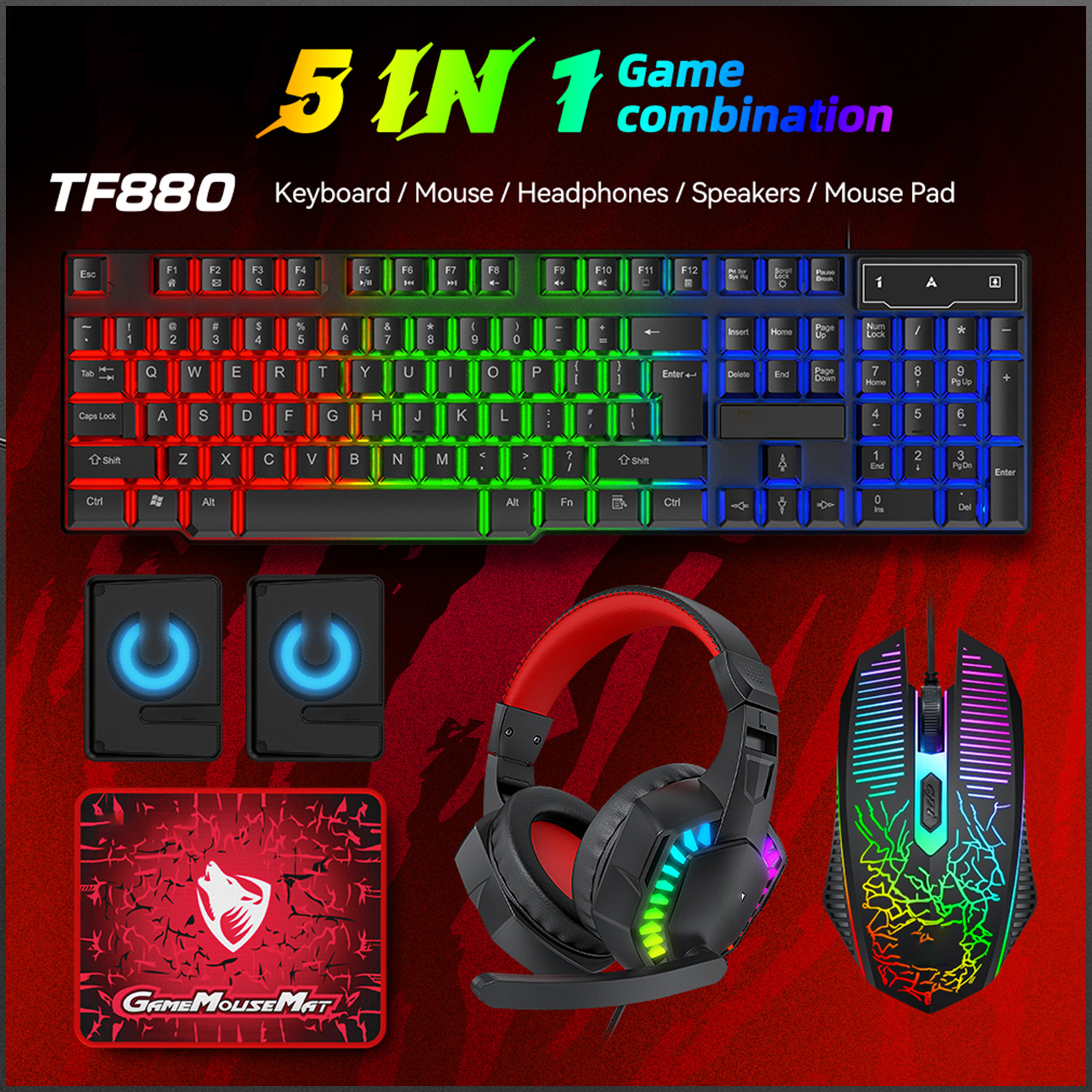 5-in-1 Set Gaming Combo Keyboa - Gaming Keyboard Mouse Set 评论和价格