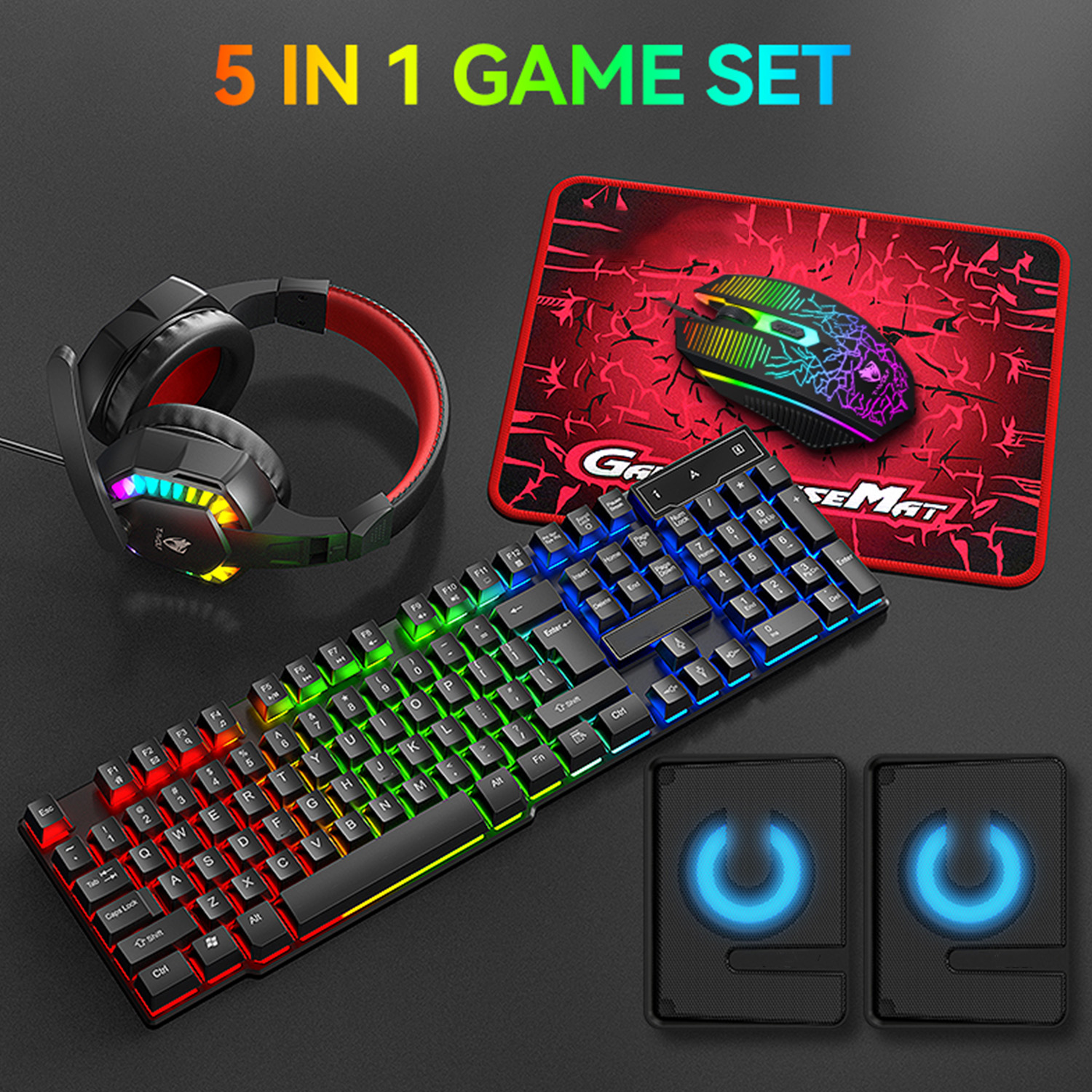 5-in-1 Set Gaming Combo Keyboa - Gaming Keyboard Mouse Set 评论和价格