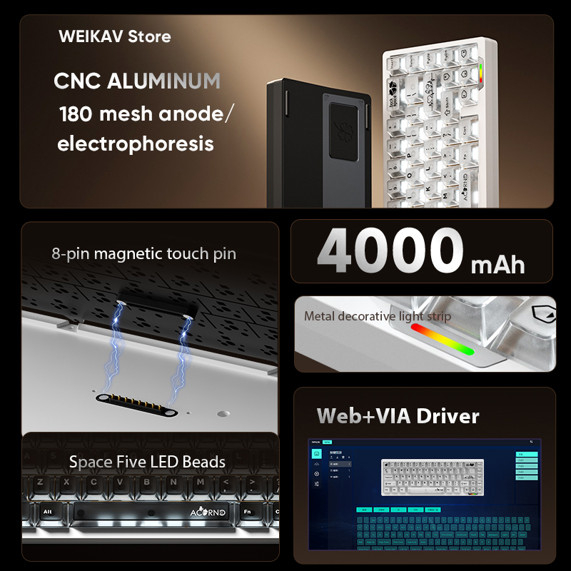 WEIKAV Lucky65 V3 Lucky65V3 Wi - Gaming Keyboard Bundle 评论和价格