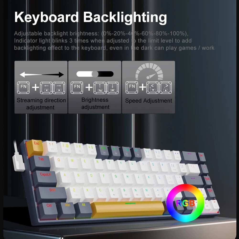 E-YOOSO Z686 RGB USB 60% Mini  - Gaming Keyboard E Yooso 评论和价格