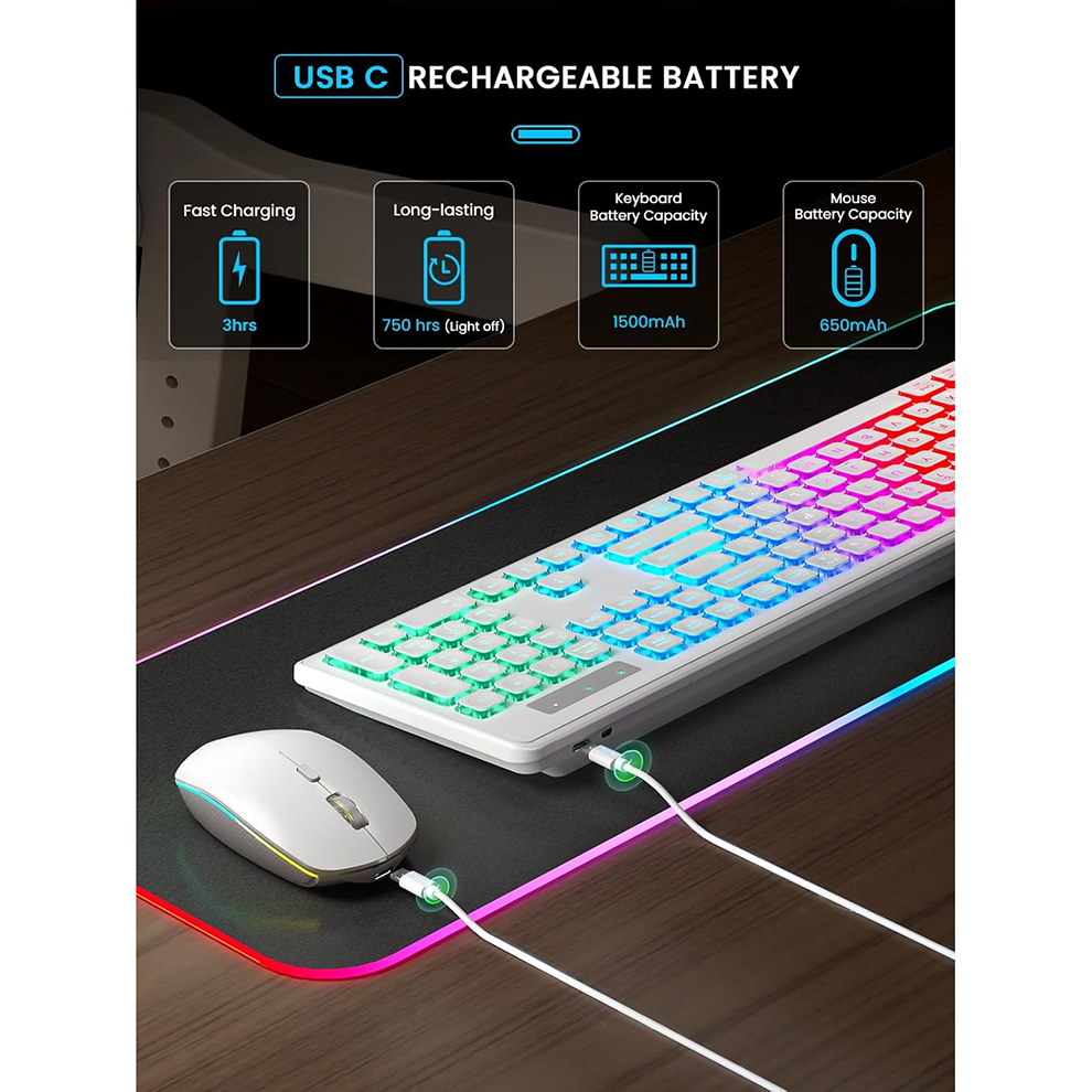 Backlit Wireless Keyboard and  - Gaming Keyboard Mouse Set 评论和价格