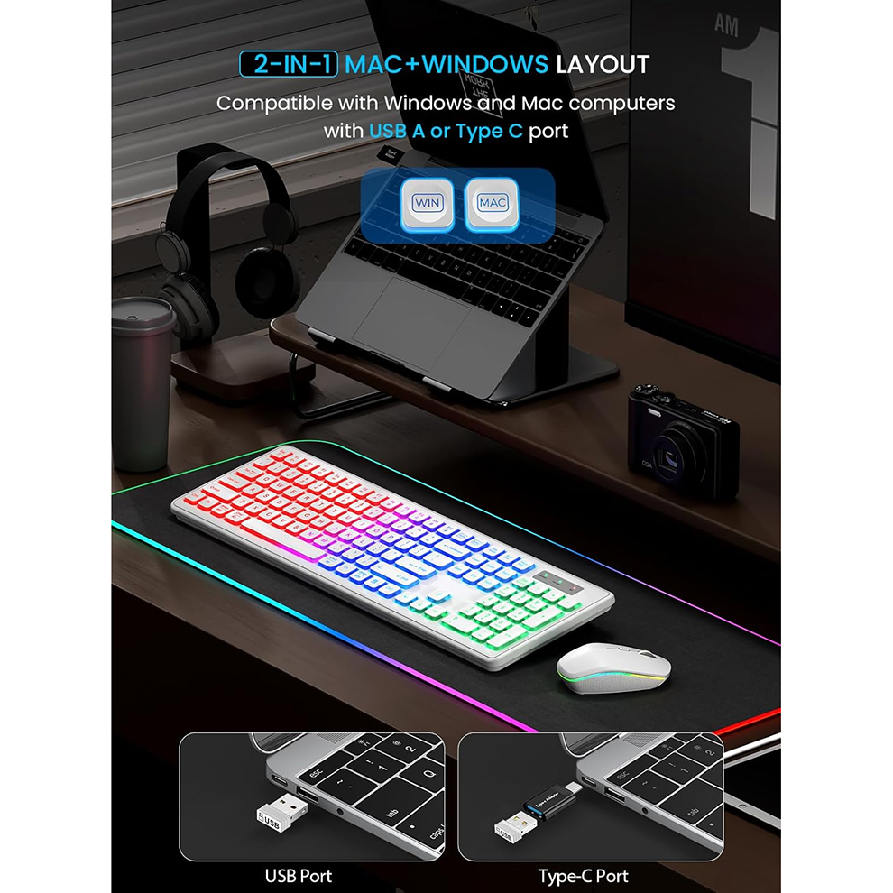 Backlit Wireless Keyboard and  - Gaming Keyboard Mouse Set 评论和价格